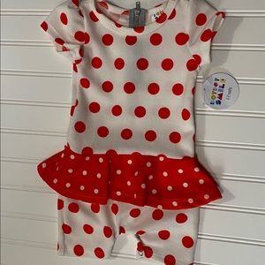 New With Tags Coral Polka Dot 6/12 Month Old Jumper with Skirt Kids